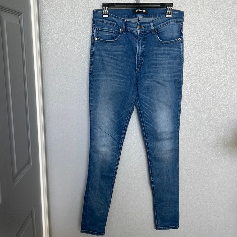 Express 
Leggings high rise denim 
Stretch +
